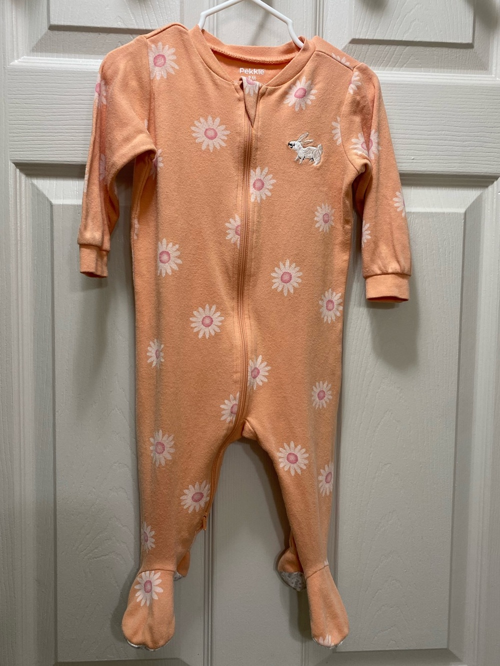 Pekkle Peach Daisy Footed Sleeper